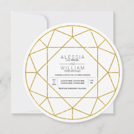 抽象芸術金ゴールドグリッターダイヤモンド結婚ジュエル 招待状