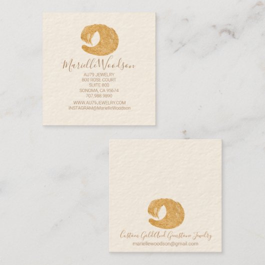 抽象芸術金ゴールドグリッターブラシストロークジュエリーメーカー スクエア名刺 (正面/裏面)