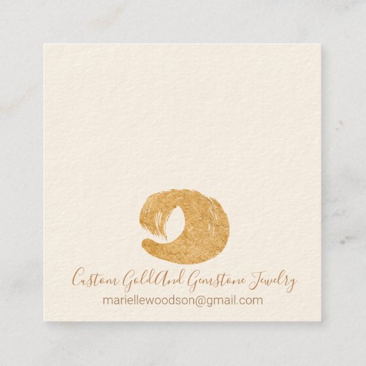 抽象芸術金ゴールドグリッターブラシストロークジュエリーメーカー スクエア名刺 (裏面)