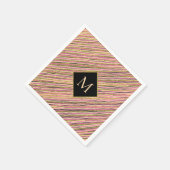 抽象芸術金ゴールドグリッターブラックモノグラム スタンダードカクテルナプキン (角)