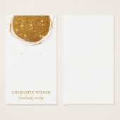 抽象芸術金ゴールドグリッター円イヤリング表示カード (正面&裏面)