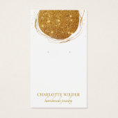 抽象芸術金ゴールドグリッター円イヤリング表示カード (正面)