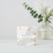 抽象芸術金ゴールドグリッター水彩化粧アーティスト スクエア名刺 (スタンド正面)