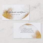 抽象芸術金ゴールドグリッター水彩名刺 コーリングカード (正面/裏面)