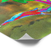 抽象芸術金ゴールドグリーンサンフラワー |レトロファンキー| ポスター (角)