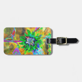 抽象芸術金ゴールドグリーンサンフラワー |レトロファンキー| ラゲッジタグ