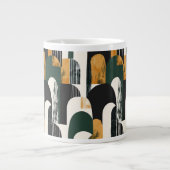 抽象芸術金ゴールドグリーンブラックとホワイト ジャンボコーヒーマグカップ (正面)