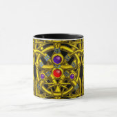 抽象芸術金ゴールドケルト結び目模様と宝石 マグカップ (中央)