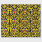 抽象芸術金ゴールドケルト結び目模様と宝石 ラッピングペーパー (フラット)