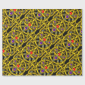 抽象芸術金ゴールドケルト結び目模様と宝石 ラッピングペーパー (フラット)