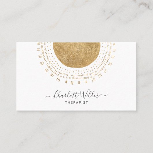 抽象芸術金ゴールドサンセラピストカウンセラー 名刺 (正面)