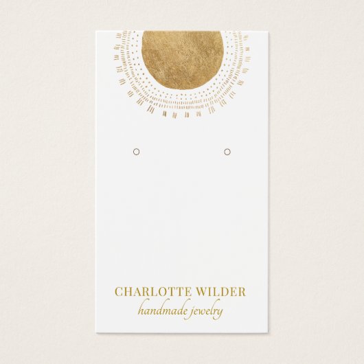 抽象芸術金ゴールドサンフォイルサークルイヤリングディスプレイカード (正面)