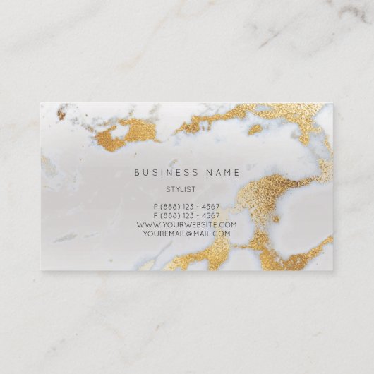 抽象芸術金ゴールドシルバーグレーマーブルメタリックスタイリスト 名刺 (裏面)