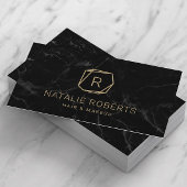 抽象芸術金ゴールドジオメトリックロモダンゴ黒大理石 名刺