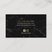 抽象芸術金ゴールドジオメトリックロモダンゴ黒大理石 名刺 (裏面)
