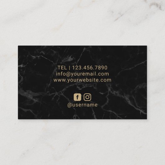 抽象芸術金ゴールドジオメトリックロモダンゴ黒大理石 名刺 (裏面)