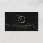 抽象芸術金ゴールドジオメトリックロモダンゴ黒大理石 名刺 (正面)