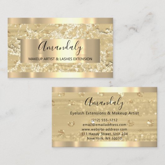 抽象芸術金ゴールドストロークフレームマーブルイベント美しい 名刺 (正面/裏面)