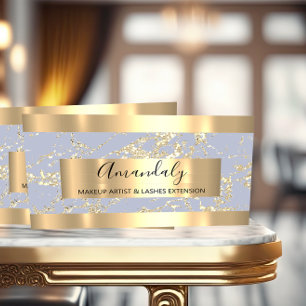 抽象芸術金ゴールドストロークフレームマーブルパステルブルー 名刺