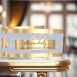 抽象芸術金ゴールドストロークフレームマーブルパステルブルー 名刺