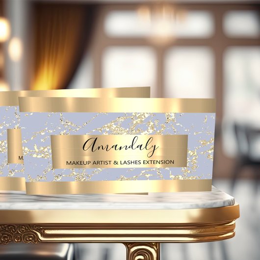 抽象芸術金ゴールドストロークフレームマーブルパステルブルー 名刺