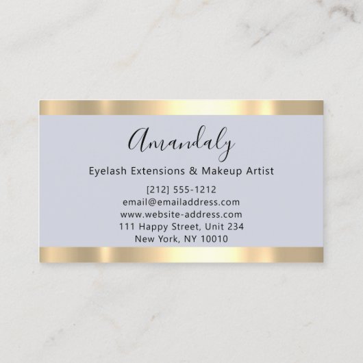 抽象芸術金ゴールドストロークフレームマーブルブルーパステル 名刺 (裏面)