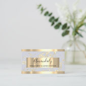 抽象芸術金ゴールドストロークフレームマーブルブルーパステル 名刺 (スタンド正面)