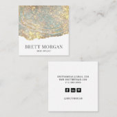 抽象芸術金ゴールドスパークルグリッター美容師 スクエア名刺 (正面/裏面)