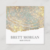 抽象芸術金ゴールドスパークルグリッター美容師 スクエア名刺 (正面)