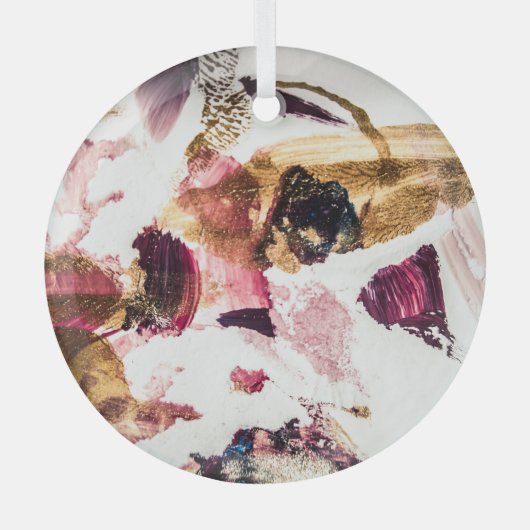 抽象芸術金ゴールドスパークルズクリエイティブアート ガラスオーナメント (正面)