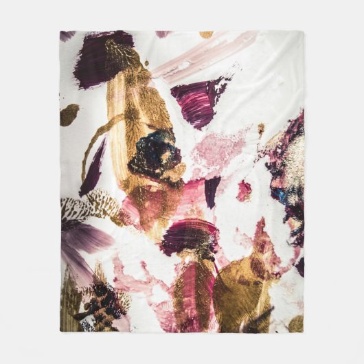 抽象芸術金ゴールドスパークルズクリエイティブアート フリースブランケット (正面)