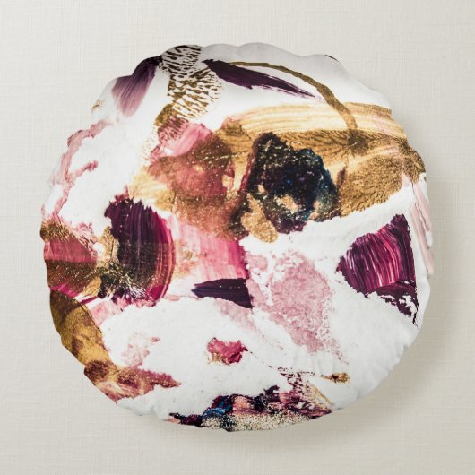 抽象芸術金ゴールドスパークルズクリエイティブアート ラウンドクッション (正面)