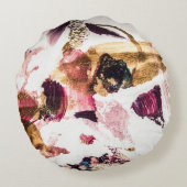 抽象芸術金ゴールドスパークルズクリエイティブアート ラウンドクッション (裏面)