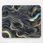 抽象芸術金ゴールドスモークデザインオンブラック マウスパッド (正面)