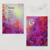 抽象芸術金ゴールドスワーlsモノグラムパープル明るい赤紫色ピンク 名刺 (正面/裏面)
