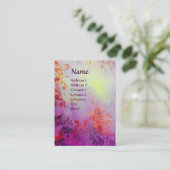 抽象芸術金ゴールドスワーlsモノグラムパープル明るい赤紫色ピンク 名刺 (スタンド正面)