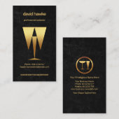 抽象芸術金ゴールドタキシード黒花崗岩バーテンダー 名刺 (正面/裏面)