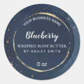 抽象芸術金ゴールドダストネイビーブルーホイップ体バター ラウンドシール (正面)