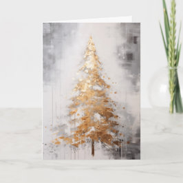 抽象芸術金ゴールドツリークリスマスカード カード