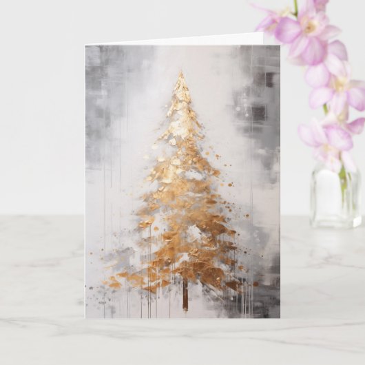 抽象芸術金ゴールドツリークリスマスカード カード (蘭)