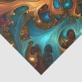 抽象芸術金ゴールドティール（緑がかった色）オレンジフレイムス、 薄葉紙 (詳細)