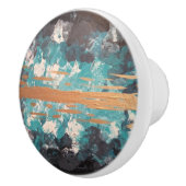 抽象芸術金ゴールドティール（緑がかった色） セラミックノブ (右)