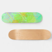 抽象芸術金ゴールドトンフライブルーパステルパターン スケートボード (横)