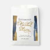抽象芸術金ゴールドネイビーブルーブライダルシャワーありがとう フェイバーバッグ (正面)