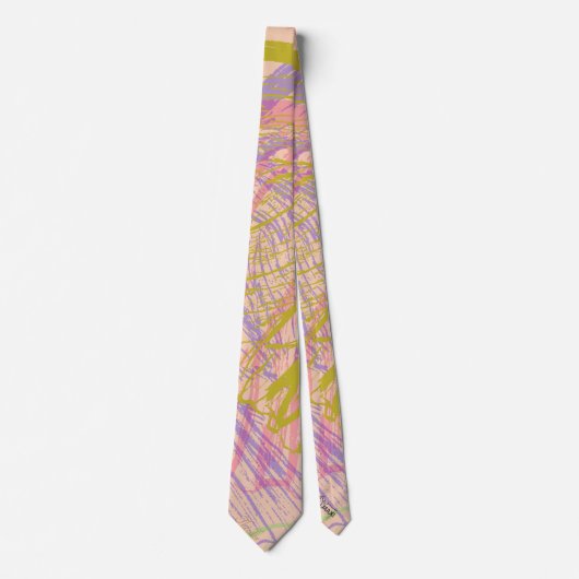 抽象芸術金ゴールドバタフライピンクバイオレット ネクタイ (正面)