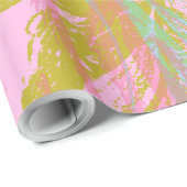抽象芸術金ゴールドバタフライピンクバイオレット ラッピングペーパー (ロールコーナー)