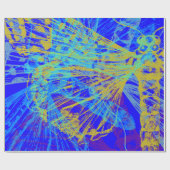 抽象芸術金ゴールドバタフライブルー ラッピングペーパー (フラット)