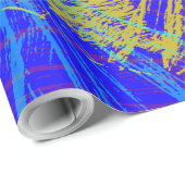 抽象芸術金ゴールドバタフライブルー ラッピングペーパー (ロールコーナー)