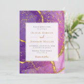 抽象芸術金ゴールドパープユニークル結婚ズ 招待状 (スタンド正面)