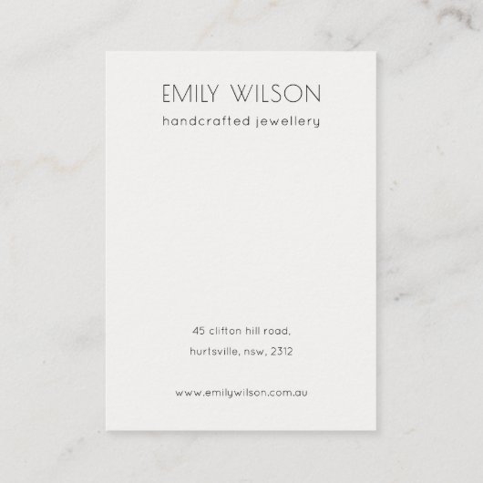 抽象芸術金ゴールドパープルロゴイヤリングネックレスディスプレイ 名刺 (裏面)